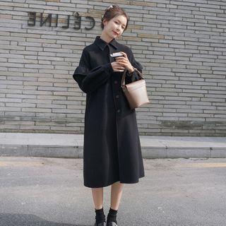 Ruffle Single-breasted Midi Coat