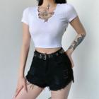 Chain Strap Short-sleeve Cropped Top