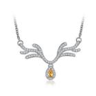 Dazzling Elk Necklace With Yellow And White Austrian Element Crystal Silver - One Size