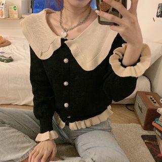 Bell-sleeve Collared Cardigan