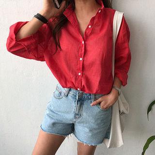 Long-sleeve Hemp Blend Shirt