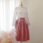 Modern Hanbok Corduroy Midi Skirt In Pink One Size