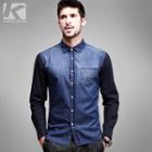 Panel Long-sleeve Denim Shirt