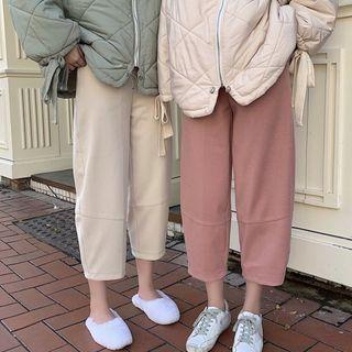 Stand Collar Padded Jacket / Cropped Wide-leg Pants