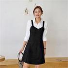 Spaghetti-strap Faux-suede Minidress