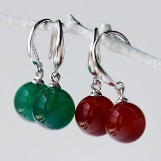 Agate Bead Sterling Silver Dangle Earring