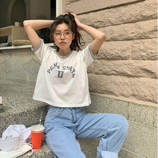 Letter Ringer Crop T-shirt