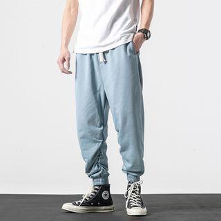 Plain Shirred Jogger Pants