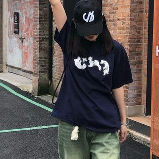 Short Sleeve Animal Print Loose-fit T-shirt