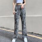 Zebra Print Drawstring-cuff Sweatpants