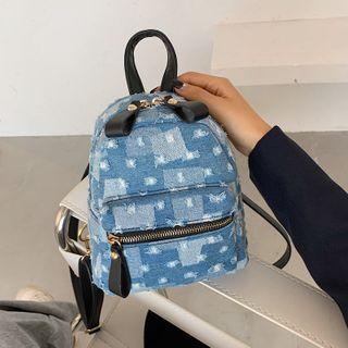 Ripped Denim Panel Backpack
