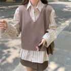 Plain V-neck Woolen Vest