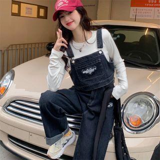 Long-sleeve T-shirt / Denim Dungaree Pants / Set