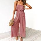 Off Shoulder Striped Jumpsuit