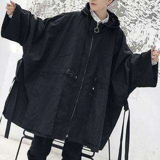 Oversized Zip Hooded Coat Black - One Size