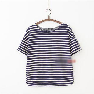 Striped Short Sleeve Bow Back T-shirt