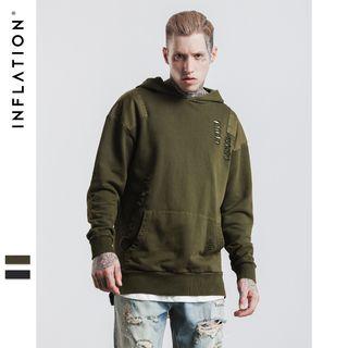 Distressed Hooded Light Pullover