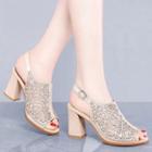 Peep-toe Chunky-heel Slingback Sandals