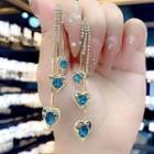Heart Rhinestone Alloy Fringed Earring 1 Pair - Blue - One Size