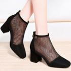 Fishnet Chunky-heel Ankle Boots