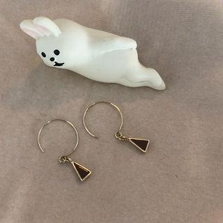 Triangle Charm Hoop Earrings Gold - One Size