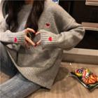 Long Sleeve Heart Printed Sweater