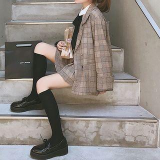 Plaid Blazer / Pleated Plaid Skirt