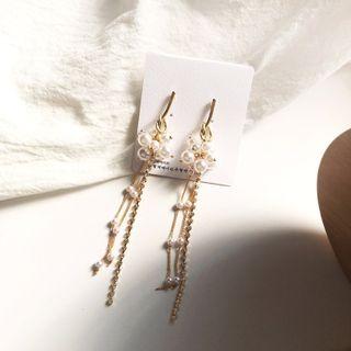 Faux Pearl Rhinestone Alloy Fringed Earring