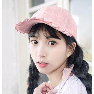Plaid Ruffle Trim Baseball Cap