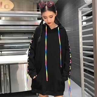 Lace-up Slit-back Hoodie