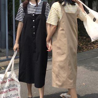 Striped Short-sleeve T-shirt / Midi Jumper Dress