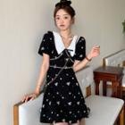 Short-sleeve Peter Pan-collar Floral Mini A-line Dress / Midi A-line Dress