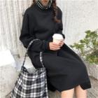Mock Two-piece High Neck Pullover Dress