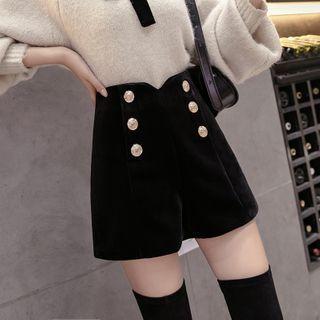 High-waist Asymmetric Velvet Shorts