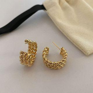 Layered Braided Hoop Earring E1173 - 1 Pair - Gold - One Size