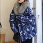 Oversized Faux Fur-trim Hooded Jacket As Shown In Figure - One Size