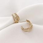 Rhinestone Layered Open Hoop Earring 1 Pair - As Shown In Figure - One Size