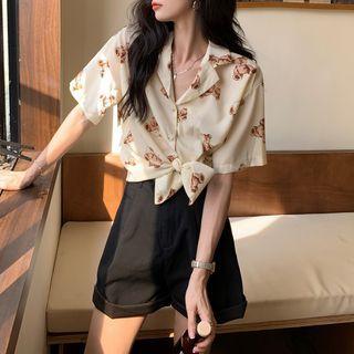 Short-sleeve Print Shirt / Shorts With Belt