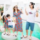 Family Matching Floral Print Midi A-line Dress / Short-sleeve T-shirt