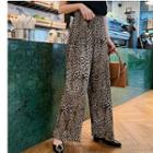 Halter Top / Leopard Print Wide-leg Pants
