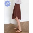 Button-front Round-hem A-line Skirt
