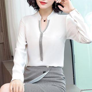 V-neck Metal Fringe Blouse