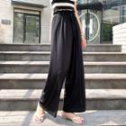 High-waist Textured Wide-leg Pants