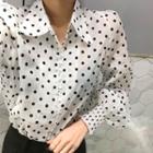Button-and-loop Polka Dot Blouse