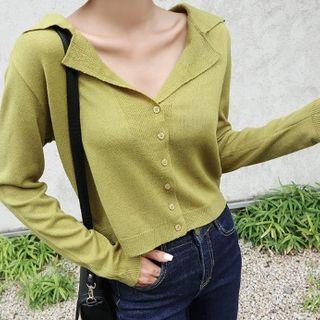 Notched-collar Knit Cardigan