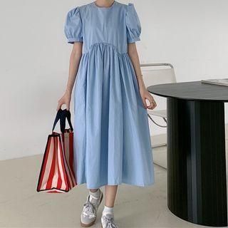 Puff Sleeve High Waist Oversized A-line Dress