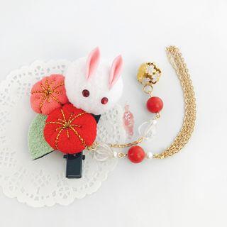 Rabbit Accent Tasseled Hair Clip