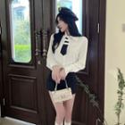 Long-sleeve Crop Shirt / Mini Pencil Skort