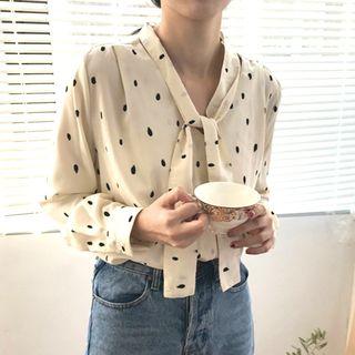 Dotted Tie-neck Blouse Dots - One Size