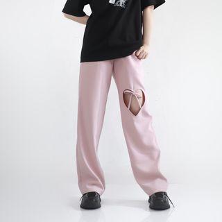 Heart Cutout Straight Leg Pants